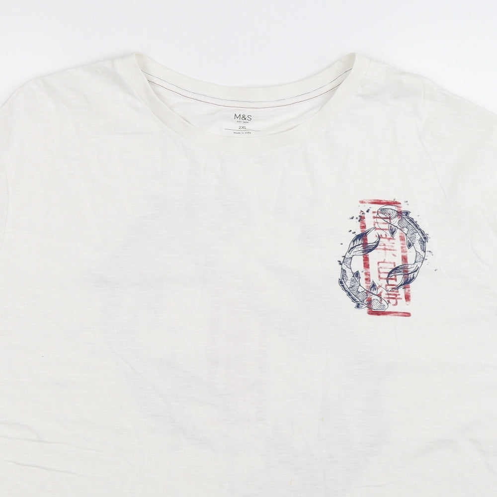 Marks and Spencer Mens White    T-Shirt Size 2XL
