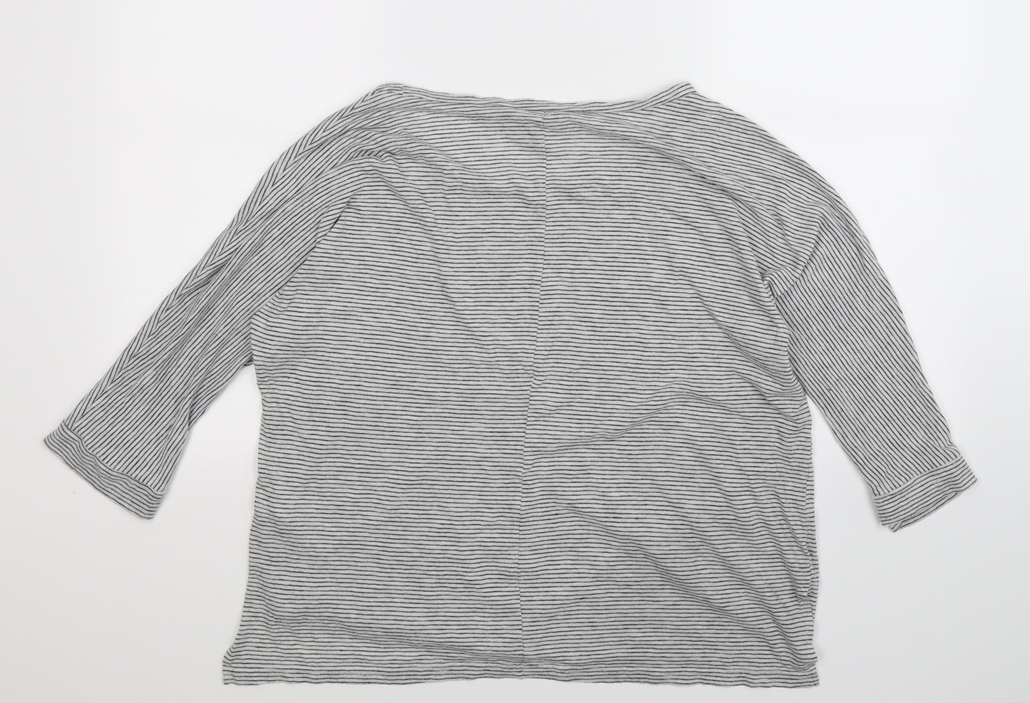 New Look Womens Grey Striped  Basic T-Shirt Size 14