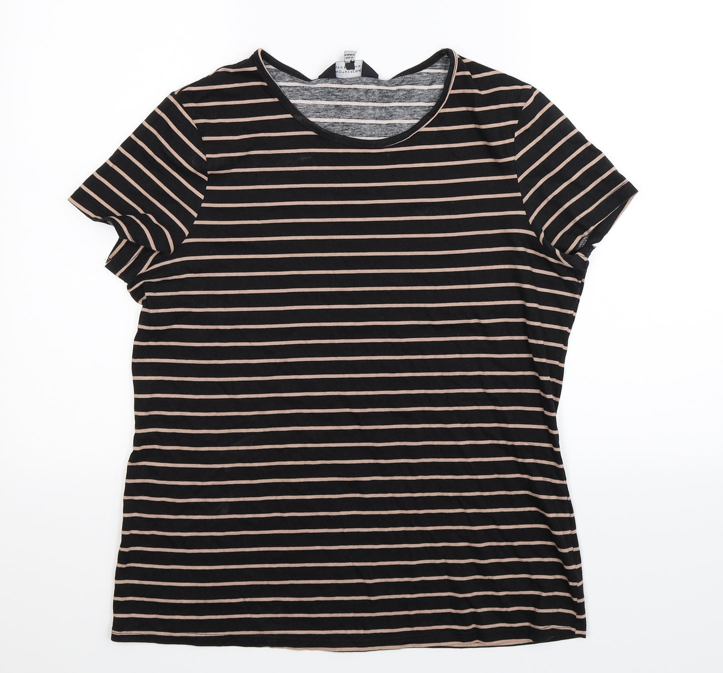 Dorothy Perkins Womens Black Striped  Basic T-Shirt Size 16