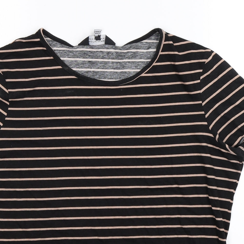 Dorothy Perkins Womens Black Striped  Basic T-Shirt Size 16