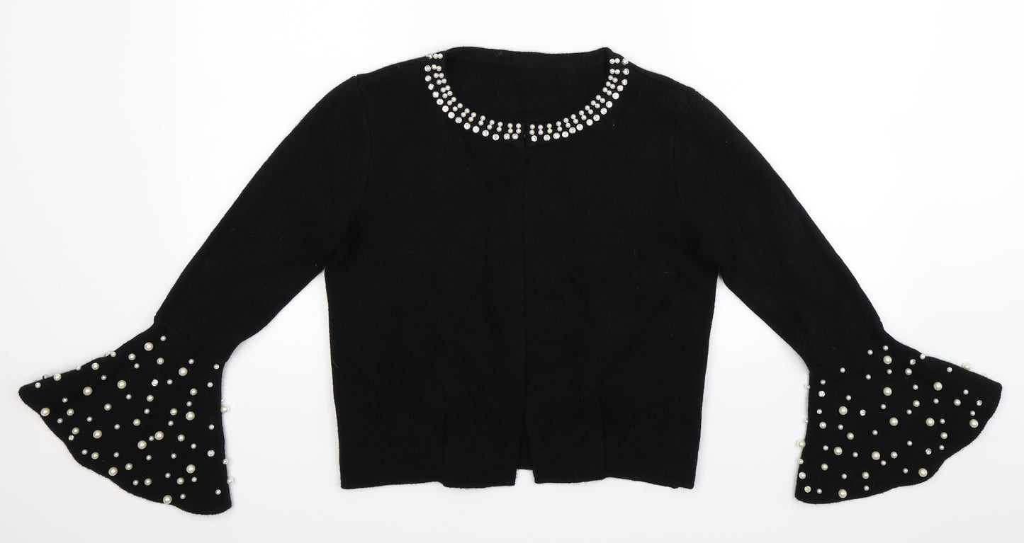 Preworn Womens Black  Knit Cardigan Jumper Size M