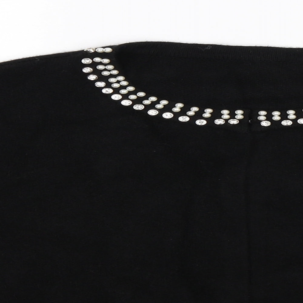 Preworn Womens Black  Knit Cardigan Jumper Size M