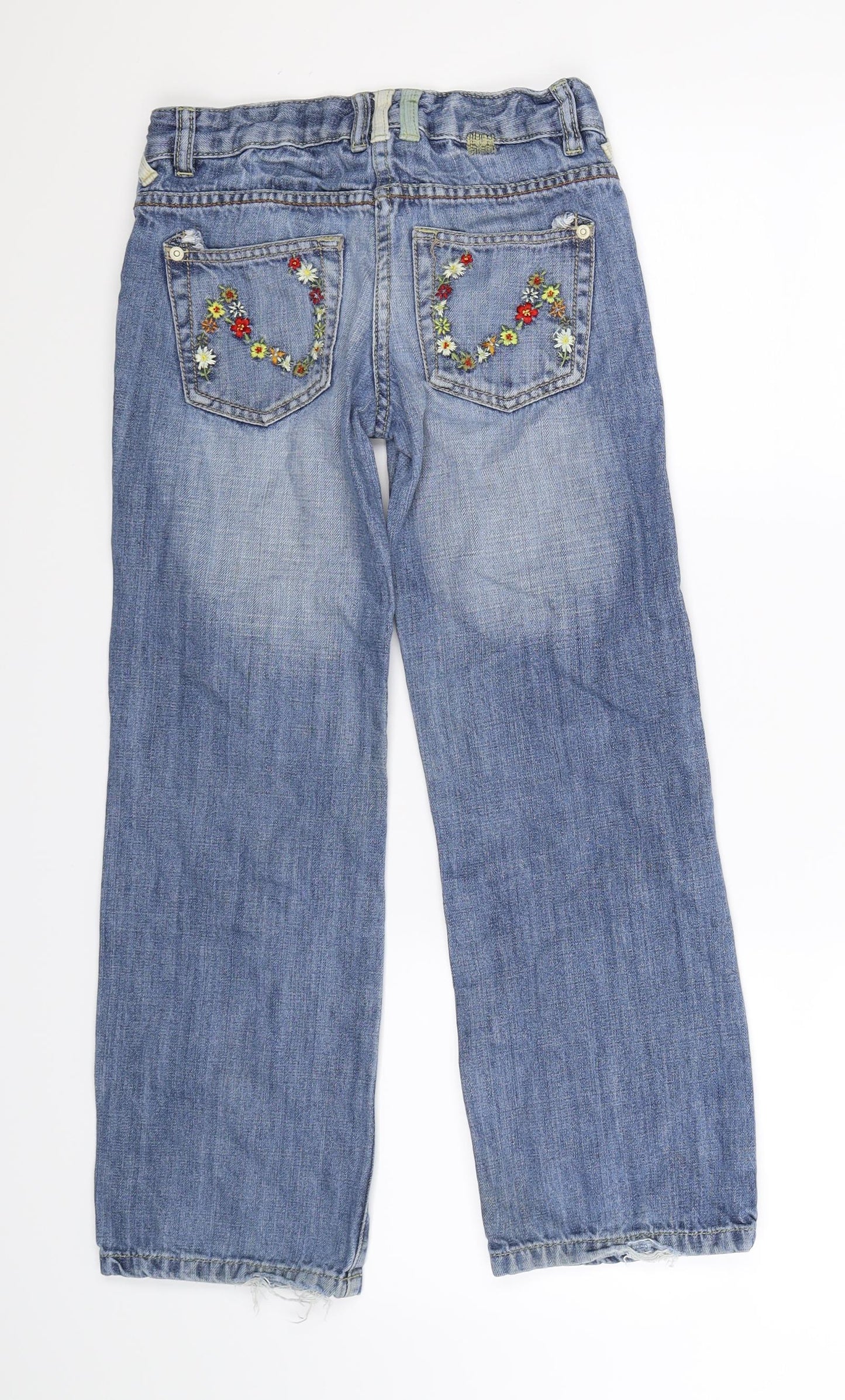 NEXT Girls Blue Floral Denim Straight Jeans Size 10 Years