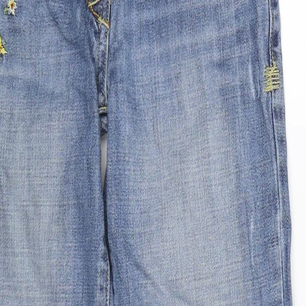 NEXT Girls Blue Floral Denim Straight Jeans Size 10 Years
