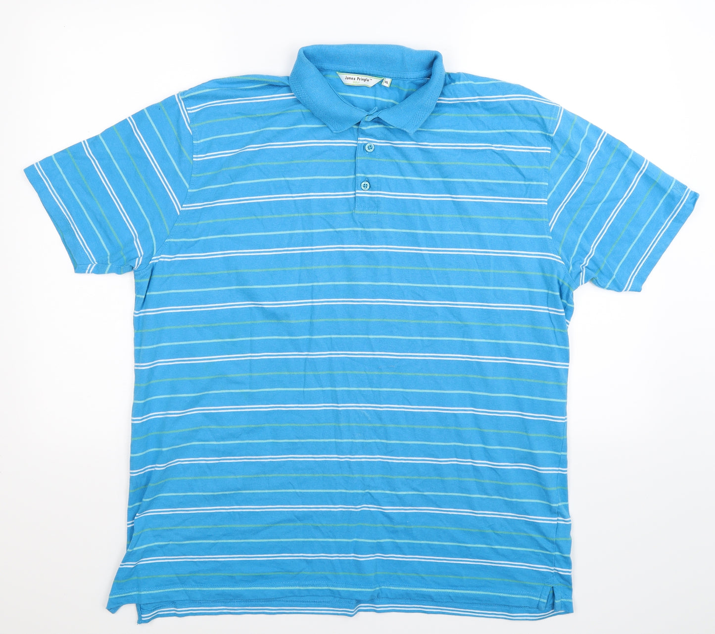 JAMES PRINGLE Mens Blue Striped   Polo Size XL
