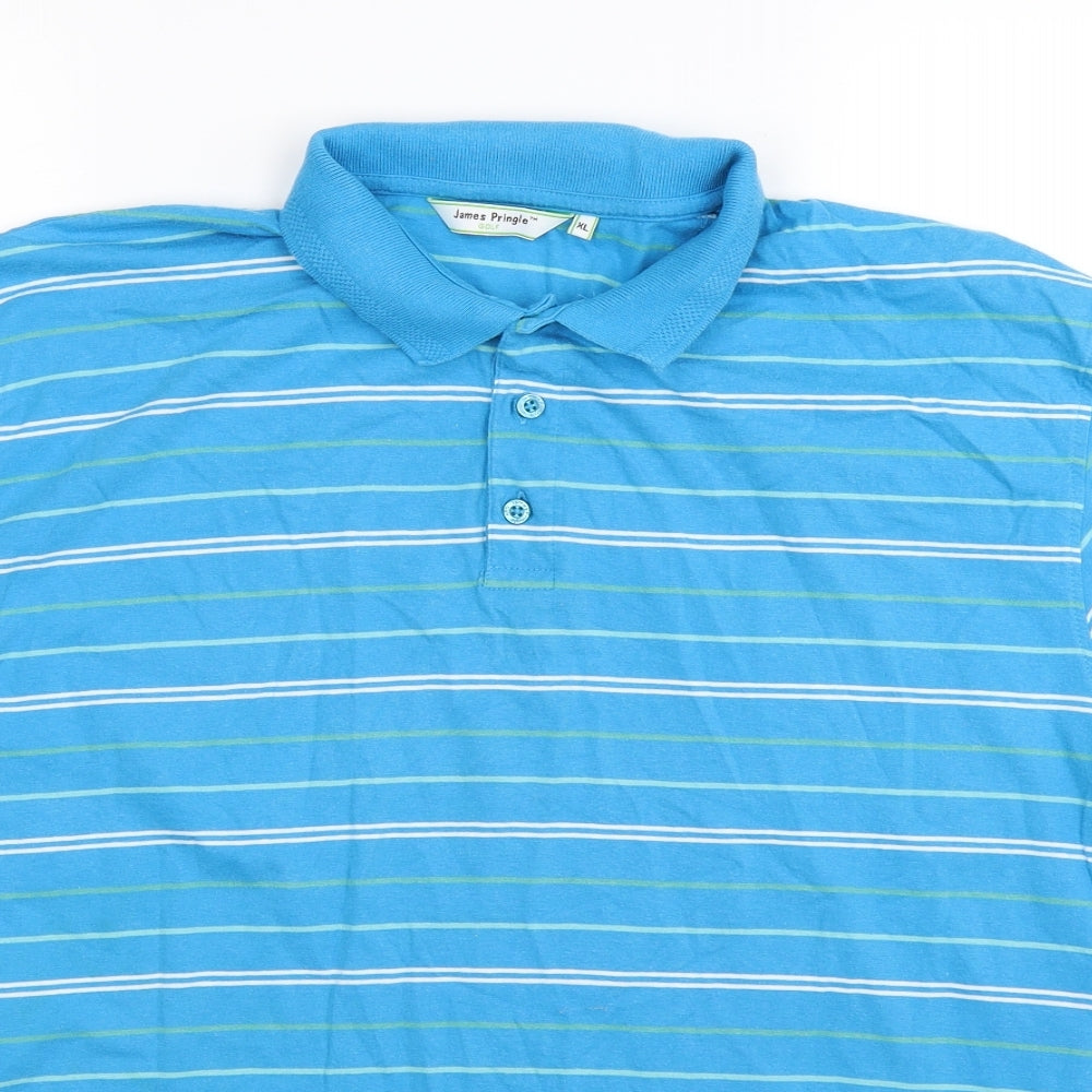 JAMES PRINGLE Mens Blue Striped   Polo Size XL