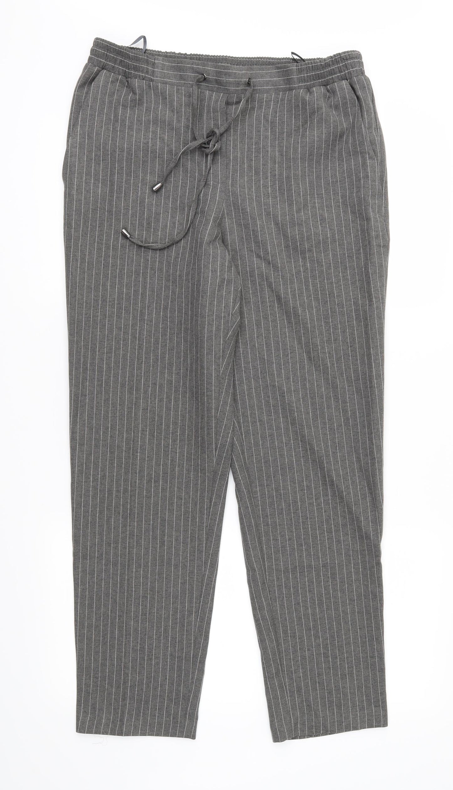 TU Womens Grey Striped  Trousers  Size 12 L28 in