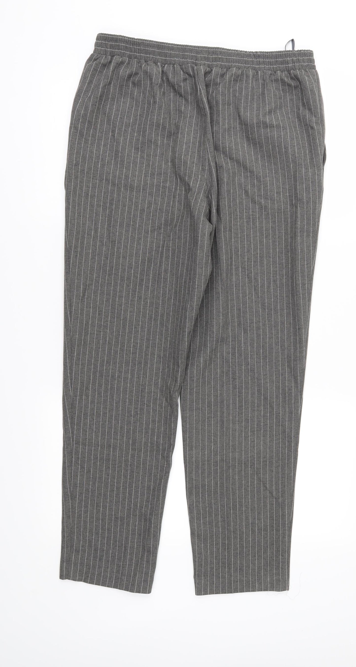 TU Womens Grey Striped  Trousers  Size 12 L28 in
