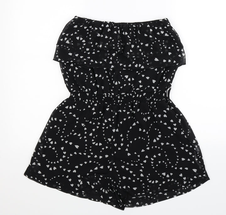 Apricot Womens Black Polka Dot Chiffon Playsuit One-Piece Size S  - hearts