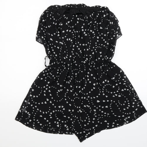 Apricot Womens Black Polka Dot Chiffon Playsuit One-Piece Size S  - hearts
