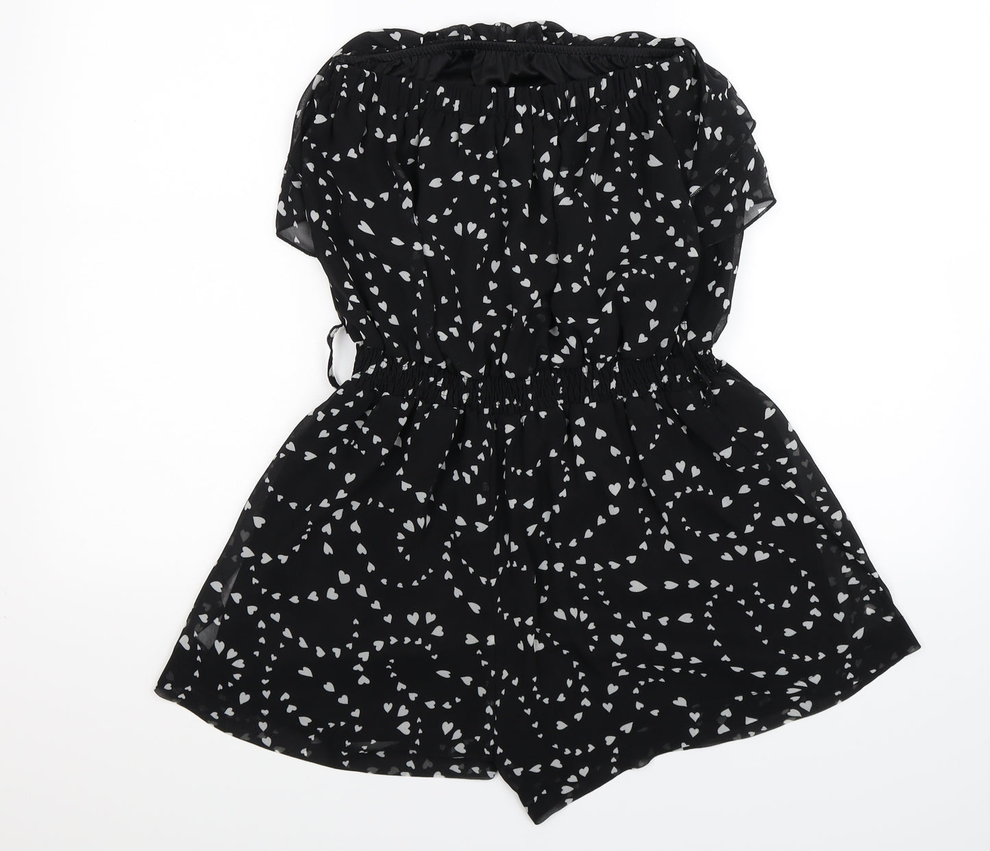 Apricot Womens Black Polka Dot Chiffon Playsuit One-Piece Size S  - hearts
