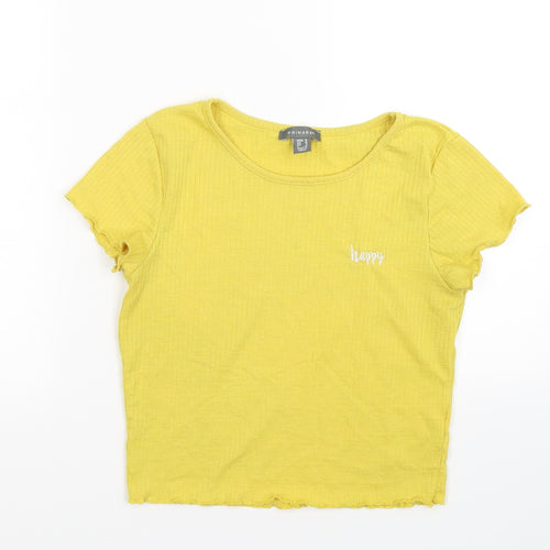 Primark Womens Yellow   Basic T-Shirt Size 12  - happy