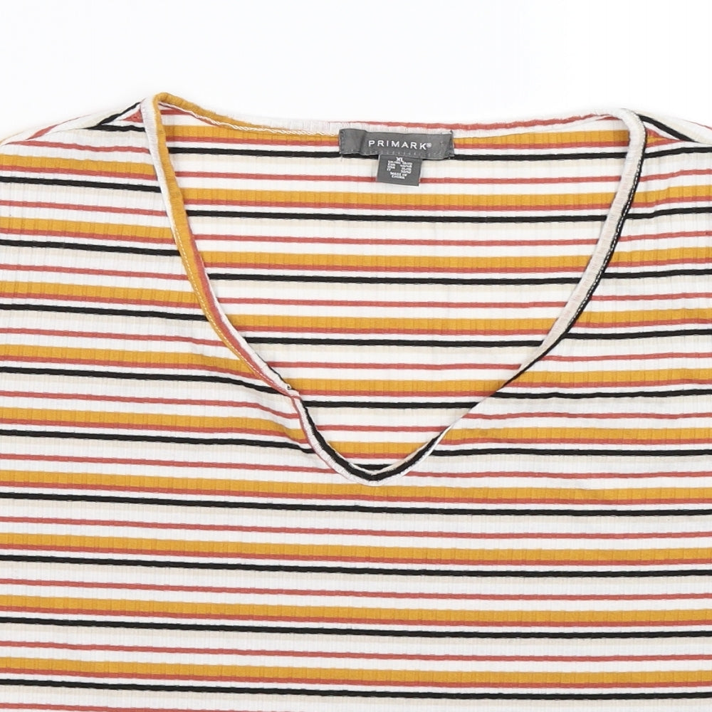 Primark Womens Orange Striped  Basic T-Shirt Size 18
