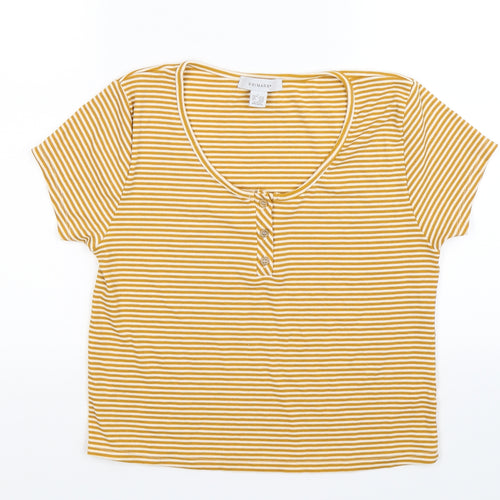 Primark Womens Orange Striped  Basic T-Shirt Size 14