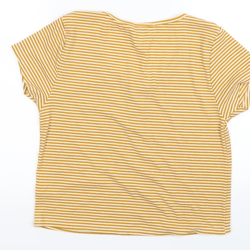 Primark Womens Orange Striped  Basic T-Shirt Size 14