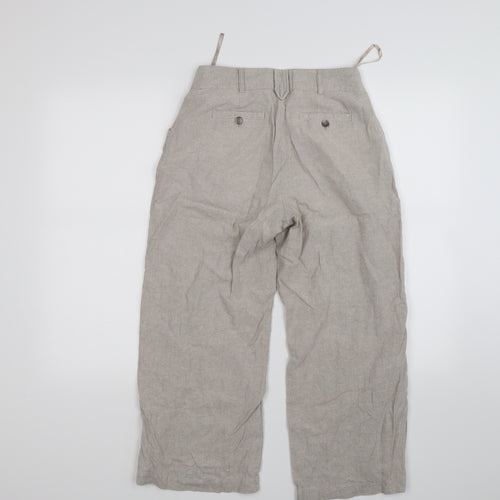 Soon Womens Beige Striped Denim Cropped Trousers Size 10 L21 in