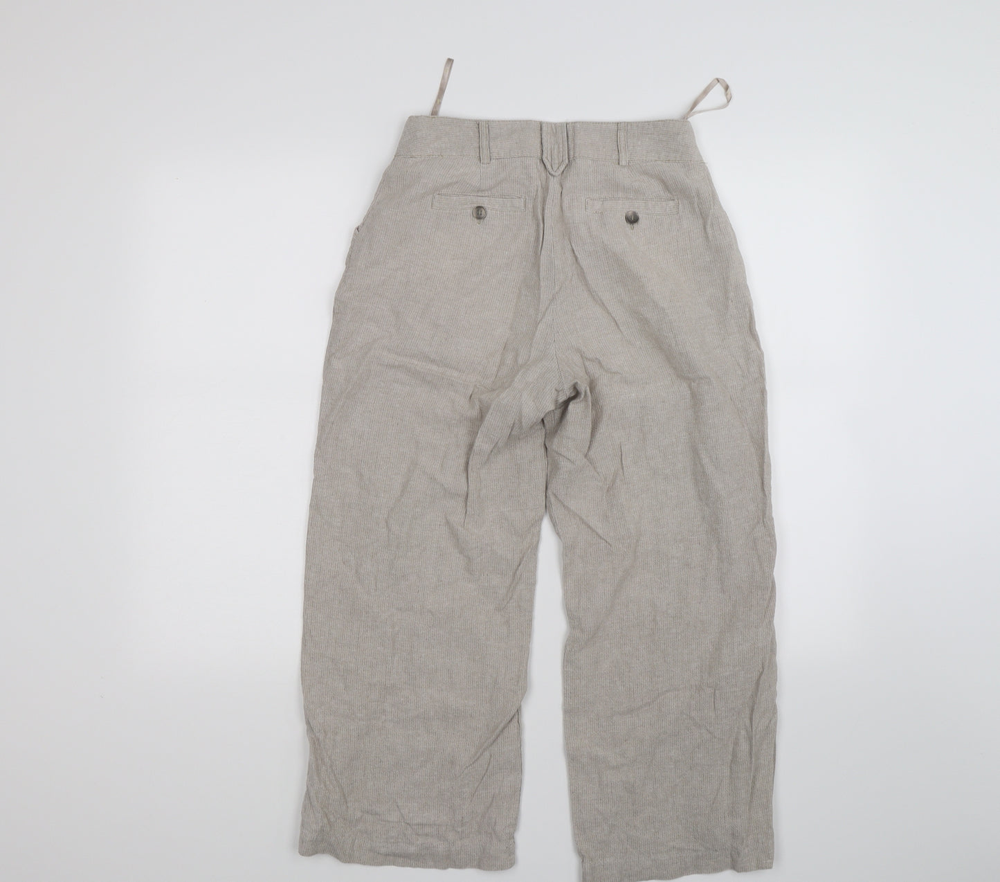 Soon Womens Beige Striped Denim Cropped Trousers Size 10 L21 in