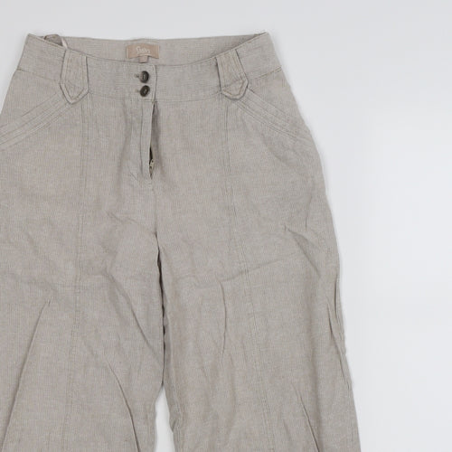 Soon Womens Beige Striped Denim Cropped Trousers Size 10 L21 in