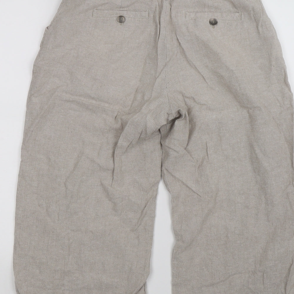 Soon Womens Beige Striped Denim Cropped Trousers Size 10 L21 in