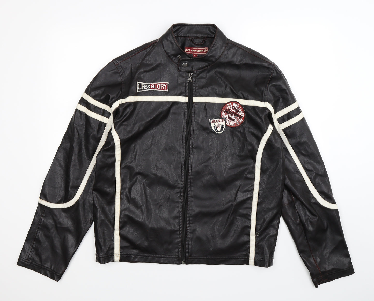 Life & Glory Mens Brown Striped  Jacket  Size M  - faux leather