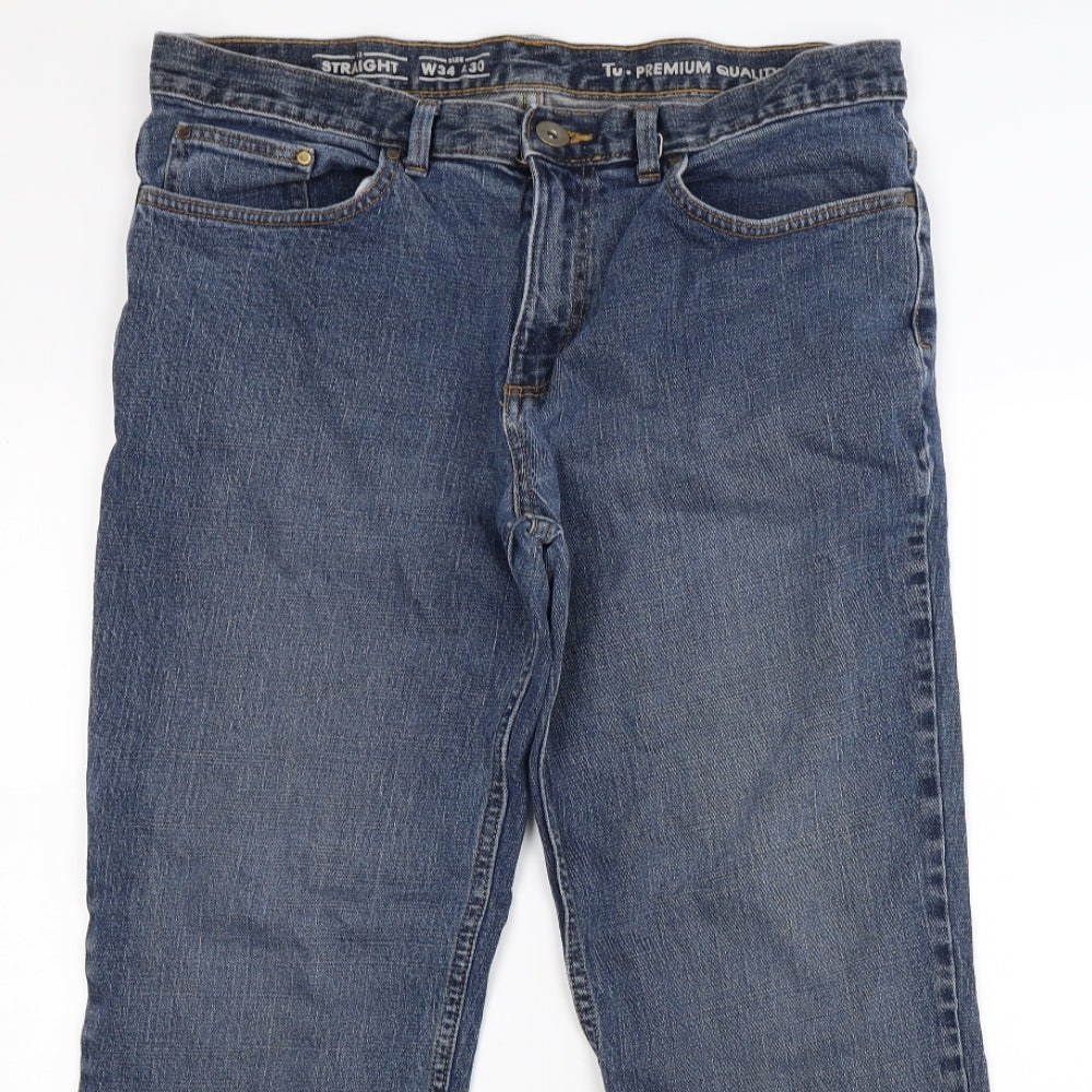 TU Mens Blue  Denim Straight Jeans Size 34 L30 in