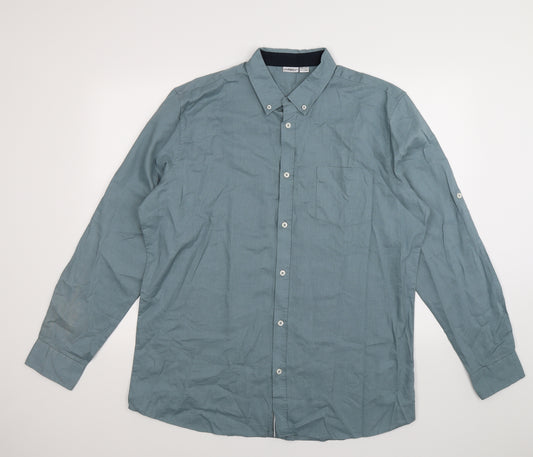 Front view of Livergy men’s blue button-up, size XL
