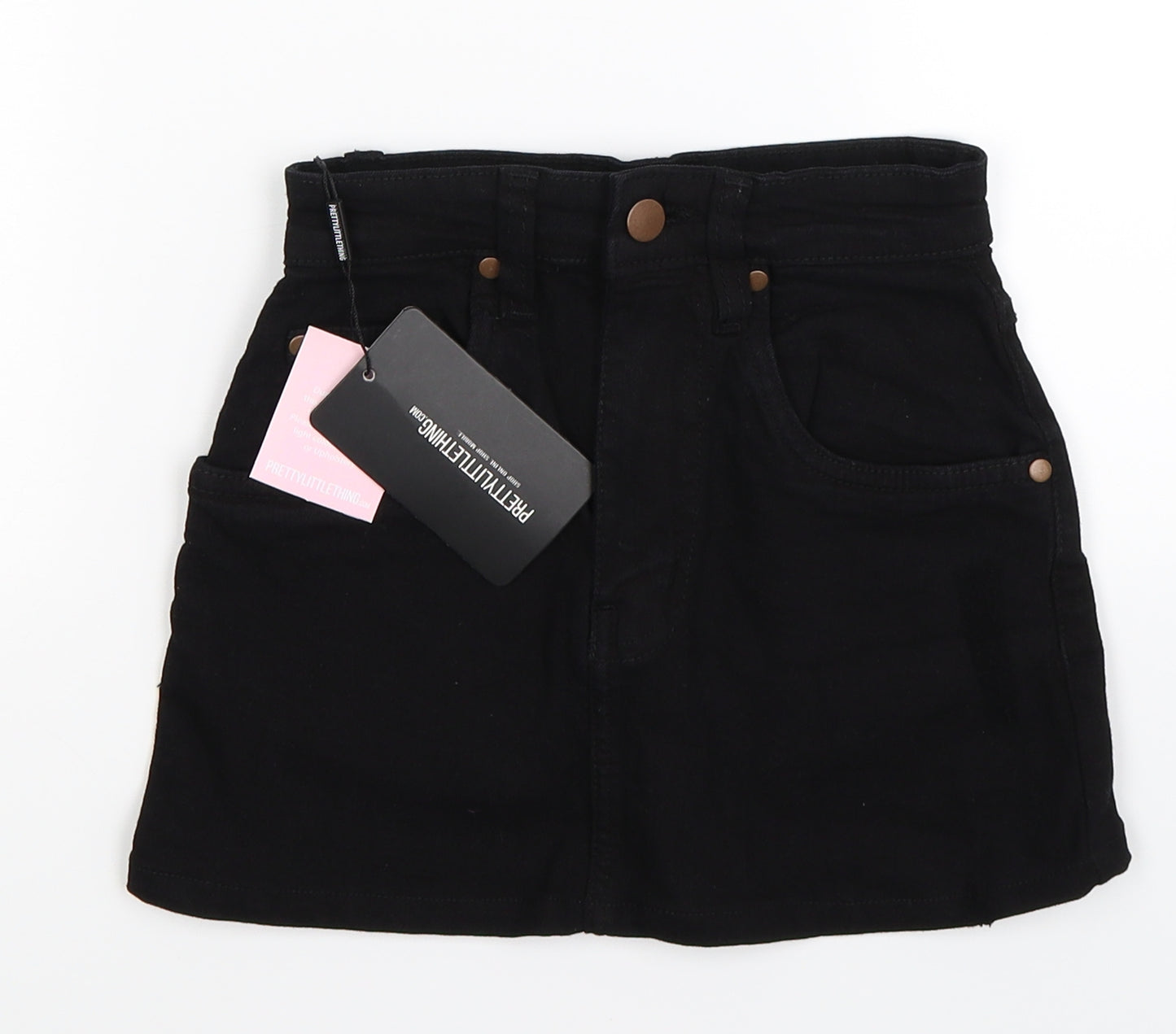Pretty Little Thing  Womens Black  Denim Mini Skirt Size XS  - SIZE 2