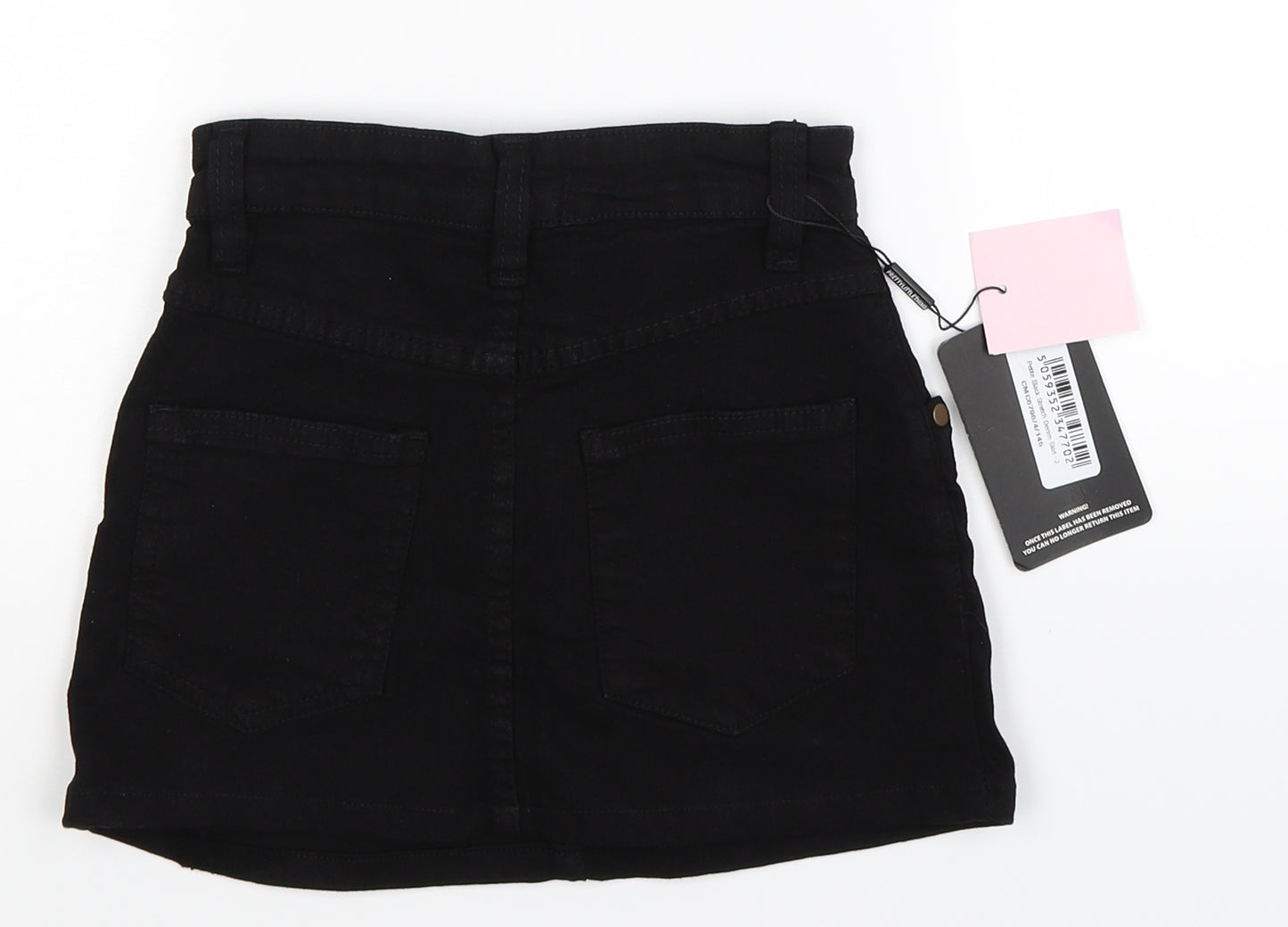 Pretty Little Thing  Womens Black  Denim Mini Skirt Size XS  - SIZE 2