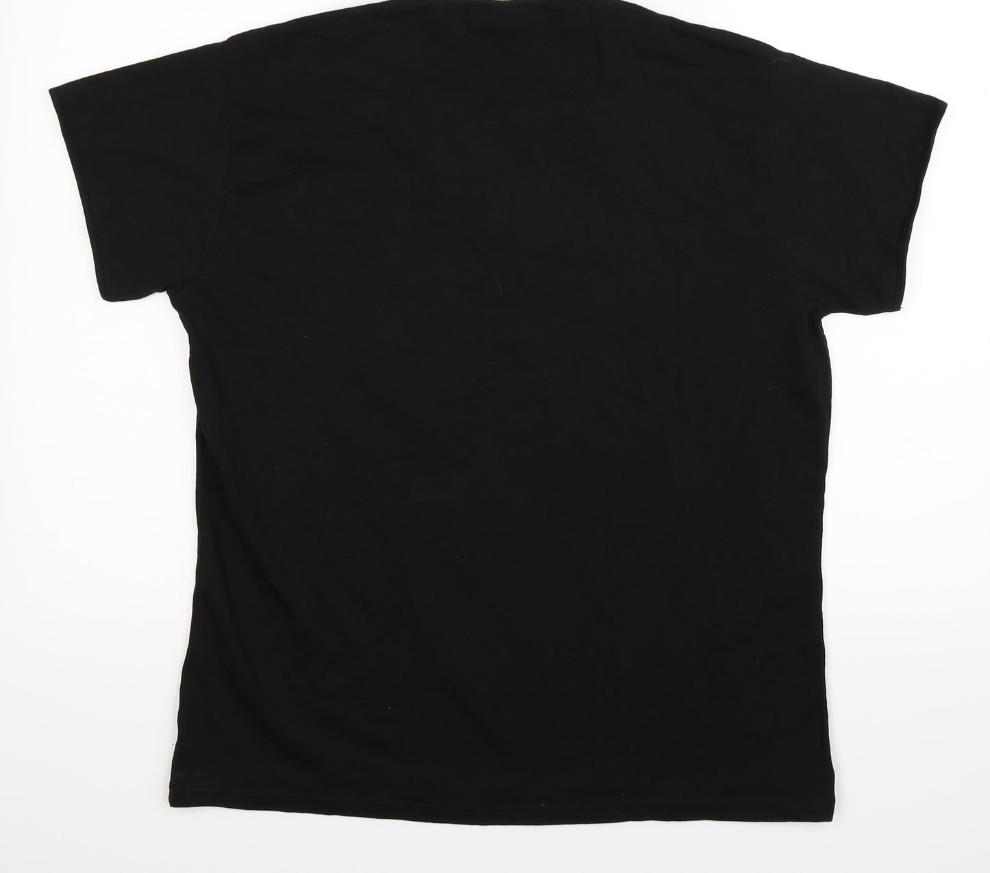 anbor magie Womens Black Floral  Basic T-Shirt Size 2XL