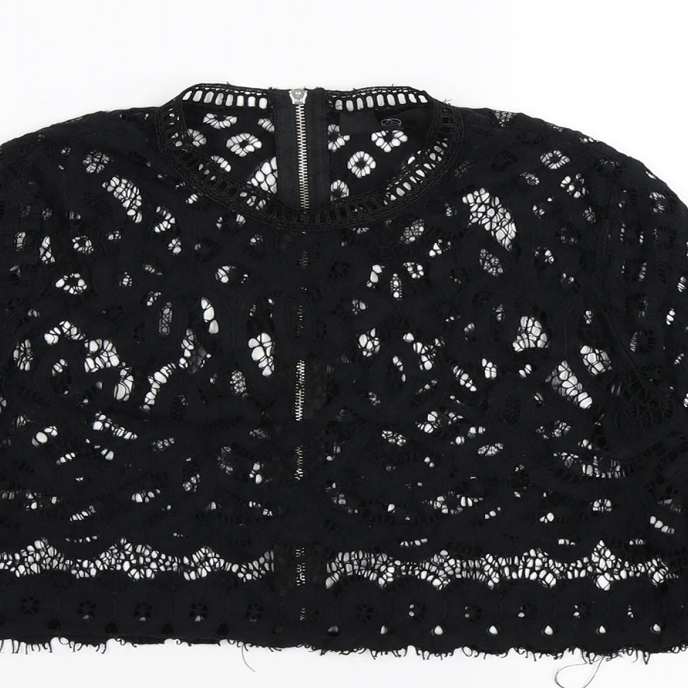 Missguided Womens Black Floral Crochet Shrug Jumper Size S