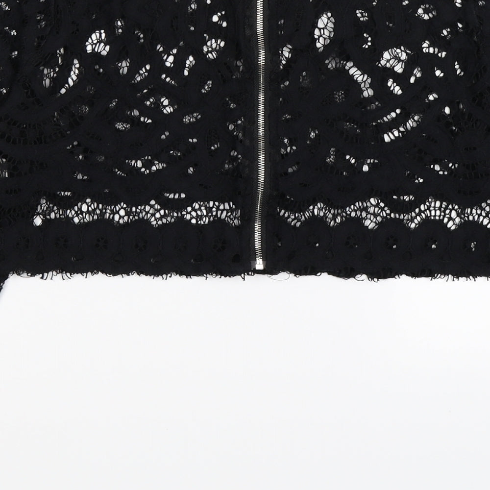 Missguided Womens Black Floral Crochet Shrug Jumper Size S