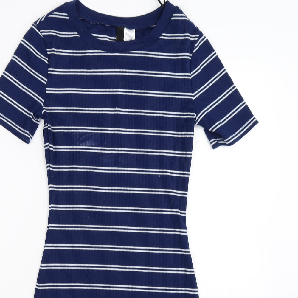 Divided Womens Blue Striped Knit Bodycon  Size 8
