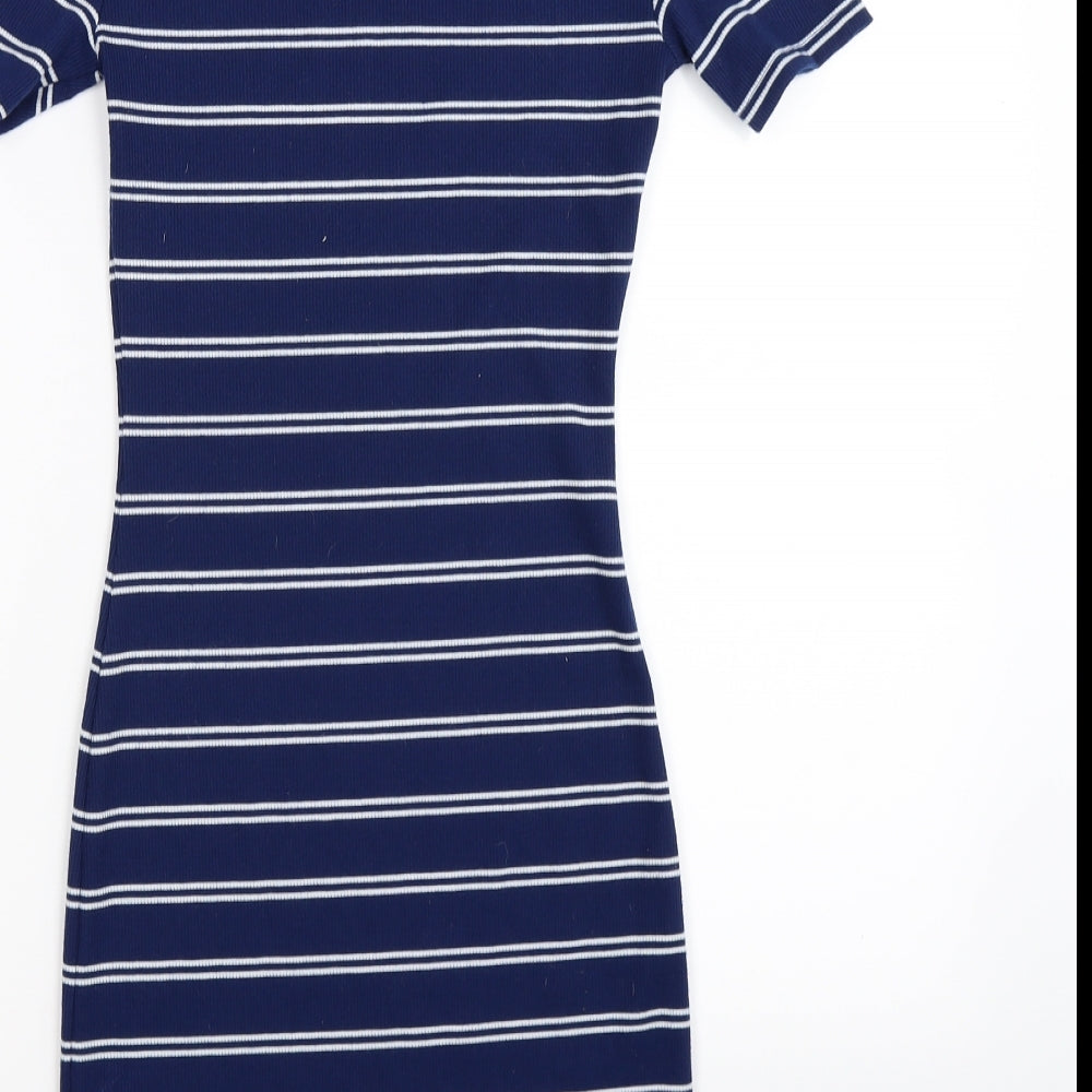 Divided Womens Blue Striped Knit Bodycon  Size 8