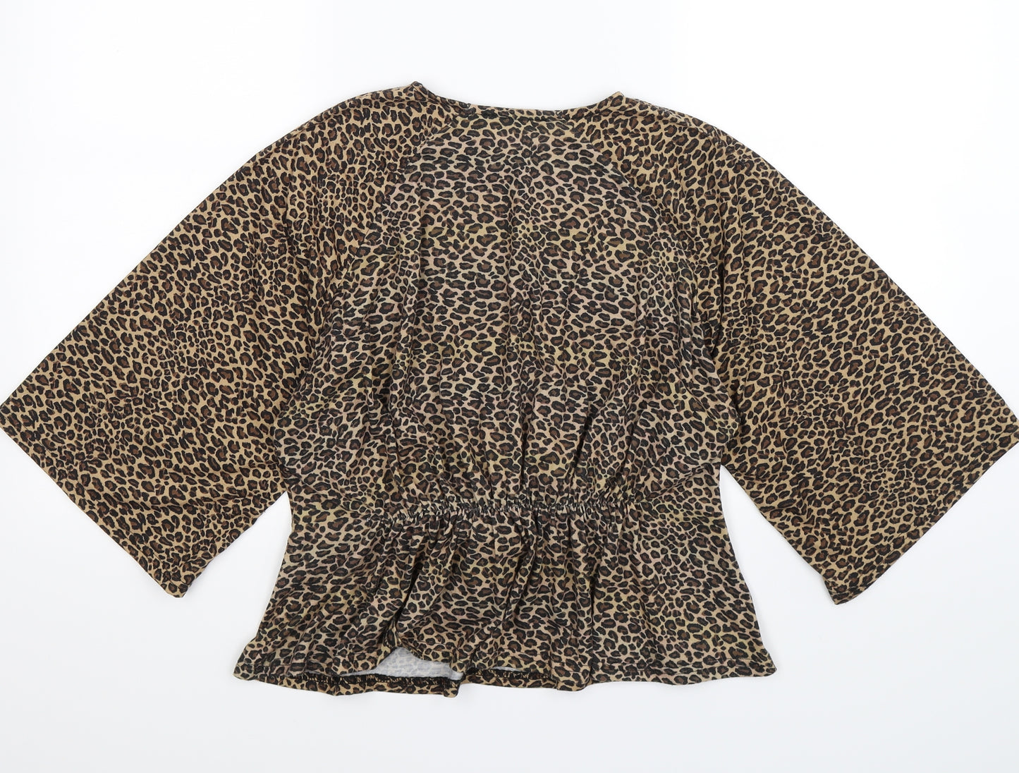 innocence Womens Brown Animal Print  Cropped T-Shirt Size 10  - tie up waist