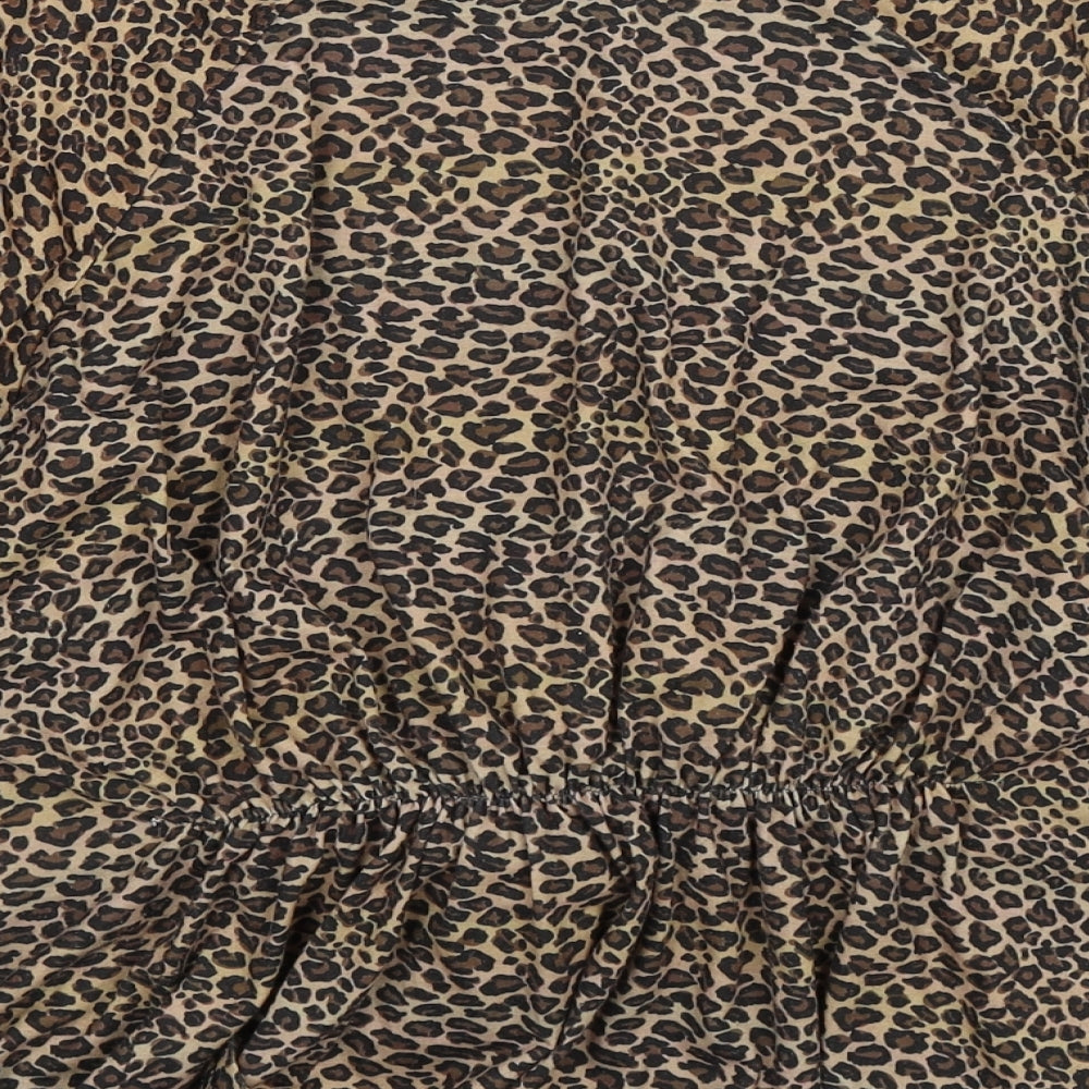 innocence Womens Brown Animal Print  Cropped T-Shirt Size 10  - tie up waist