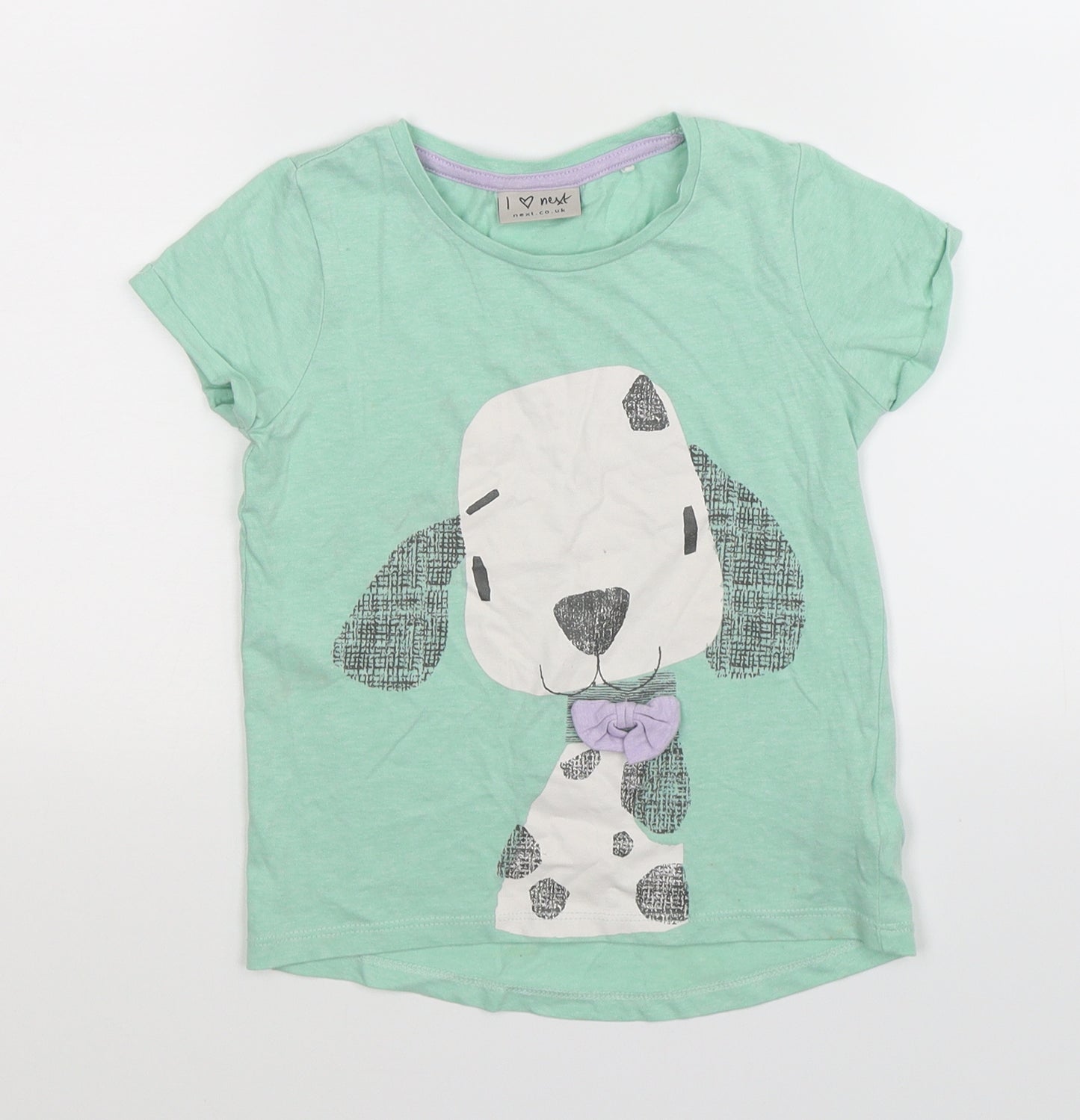 NEXT Girls Green   Basic T-Shirt Size 4-5 Years  - dog