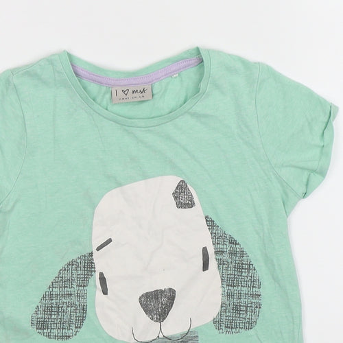 NEXT Girls Green   Basic T-Shirt Size 4-5 Years  - dog