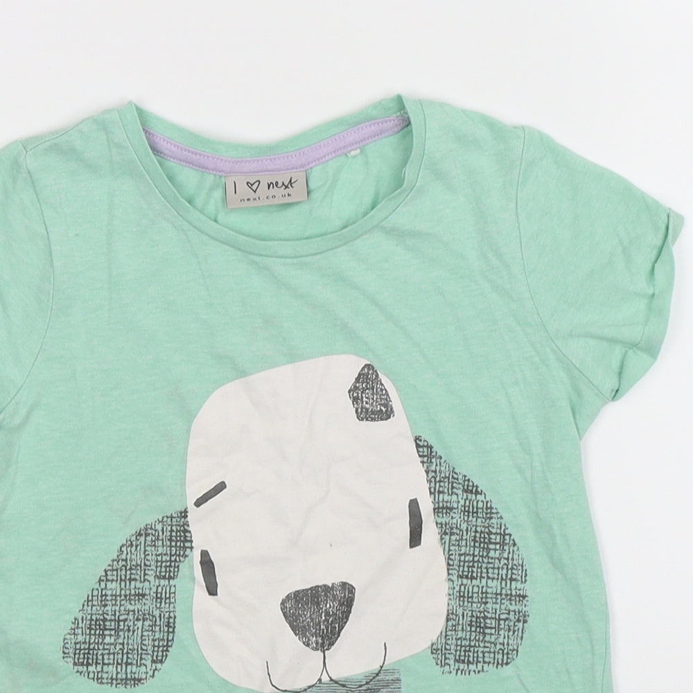 NEXT Girls Green   Basic T-Shirt Size 4-5 Years  - dog