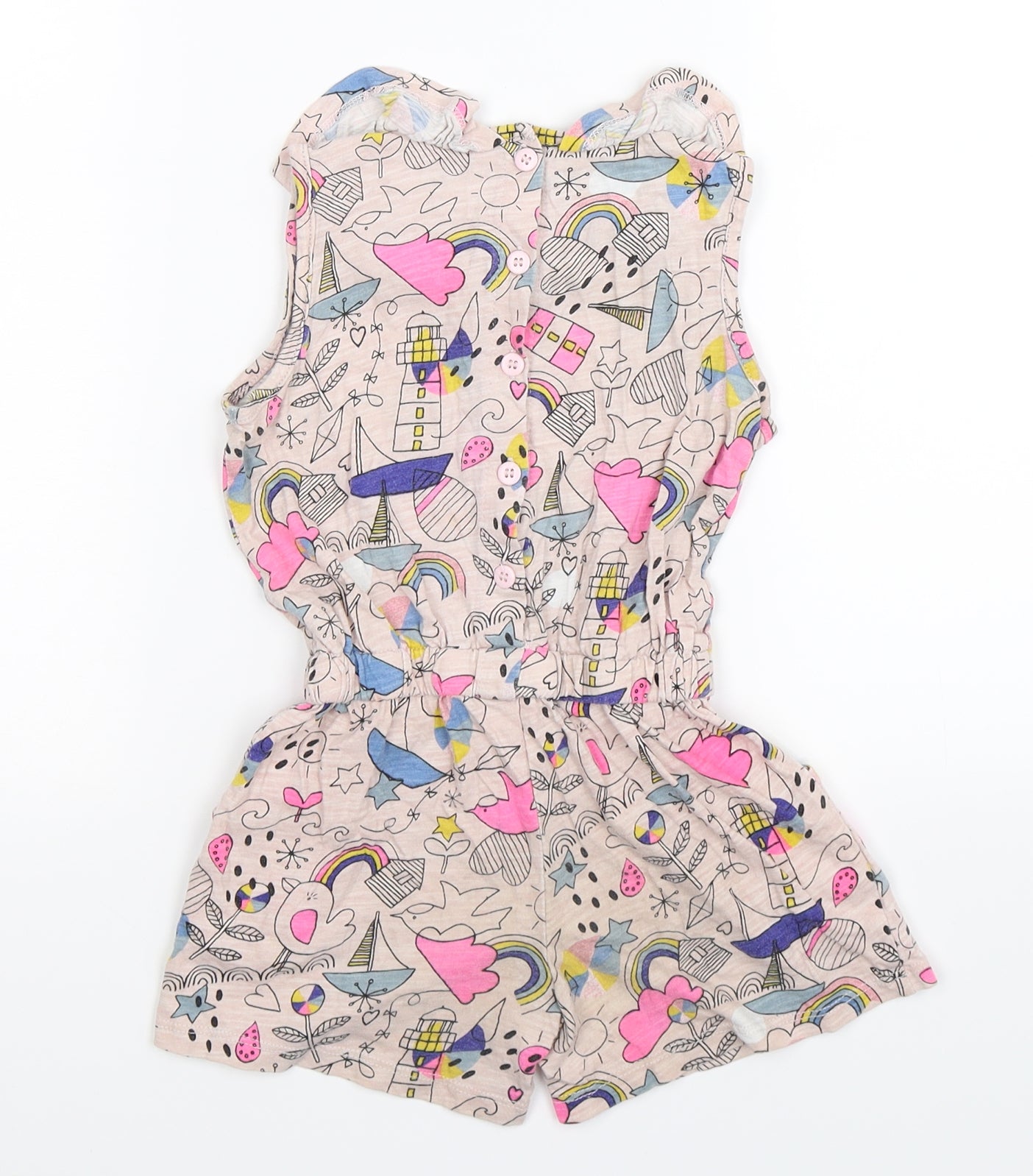 TU Girls Pink Geometric  Jumpsuit One-Piece Size 3 Years  - beach wear