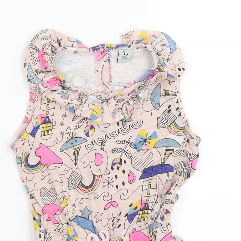 TU Girls Pink Geometric  Jumpsuit One-Piece Size 3 Years  - beach wear