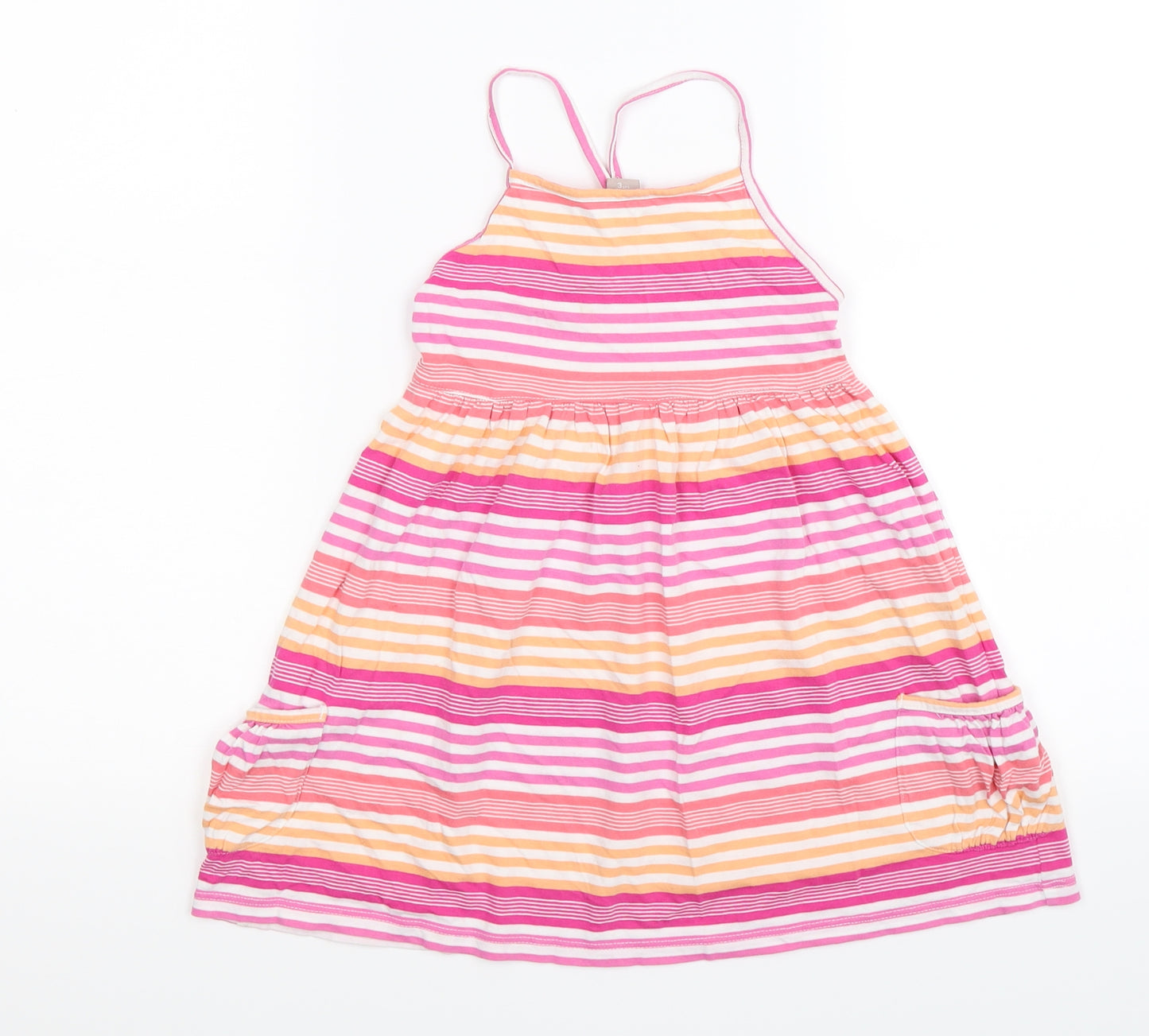 TU Girls Pink Striped  Skater Dress  Size 3-4 Years  - beach wear