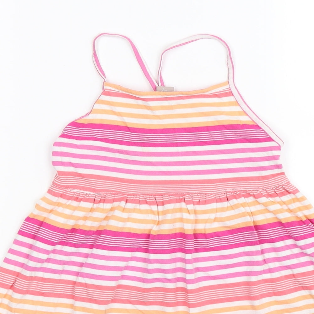 TU Girls Pink Striped  Skater Dress  Size 3-4 Years  - beach wear