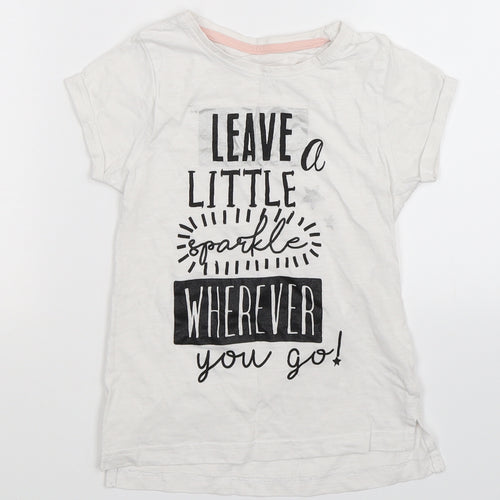 Matalan Girls White   Basic T-Shirt Size 7 Years  - leave a sparkle