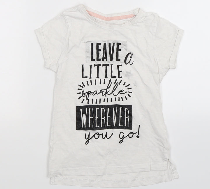 Matalan Girls White Basic T-Shirt Size 7 Years - leave a sparkle