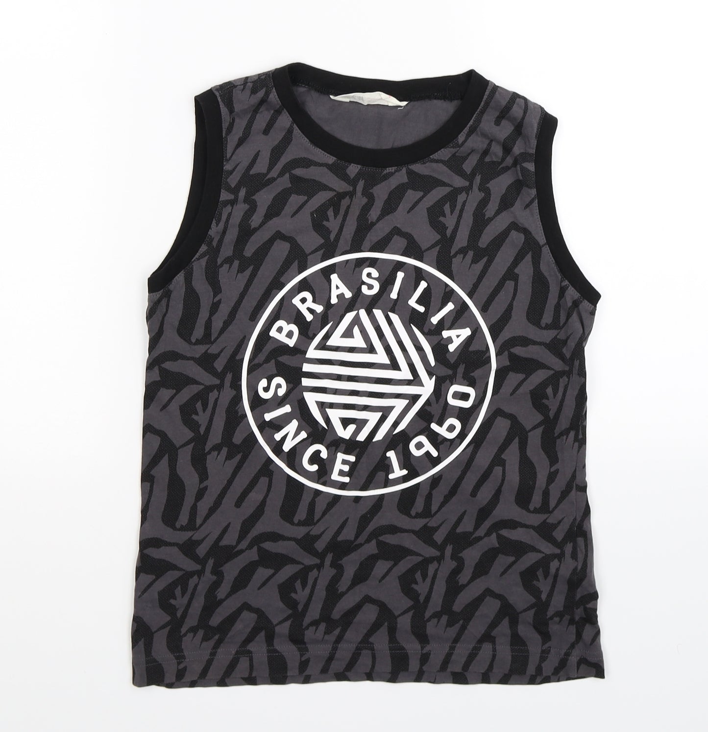 H&M Boys Grey Striped  Basic Tank Size 8-9 Years  - Brasilia