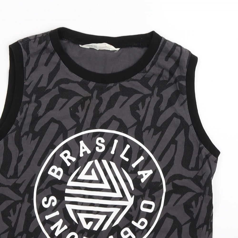 H&M Boys Grey Striped  Basic Tank Size 8-9 Years  - Brasilia