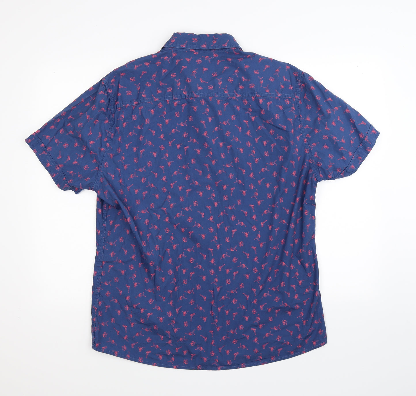 Easy Mens Blue Geometric   Button-Up Size L  - Pin up