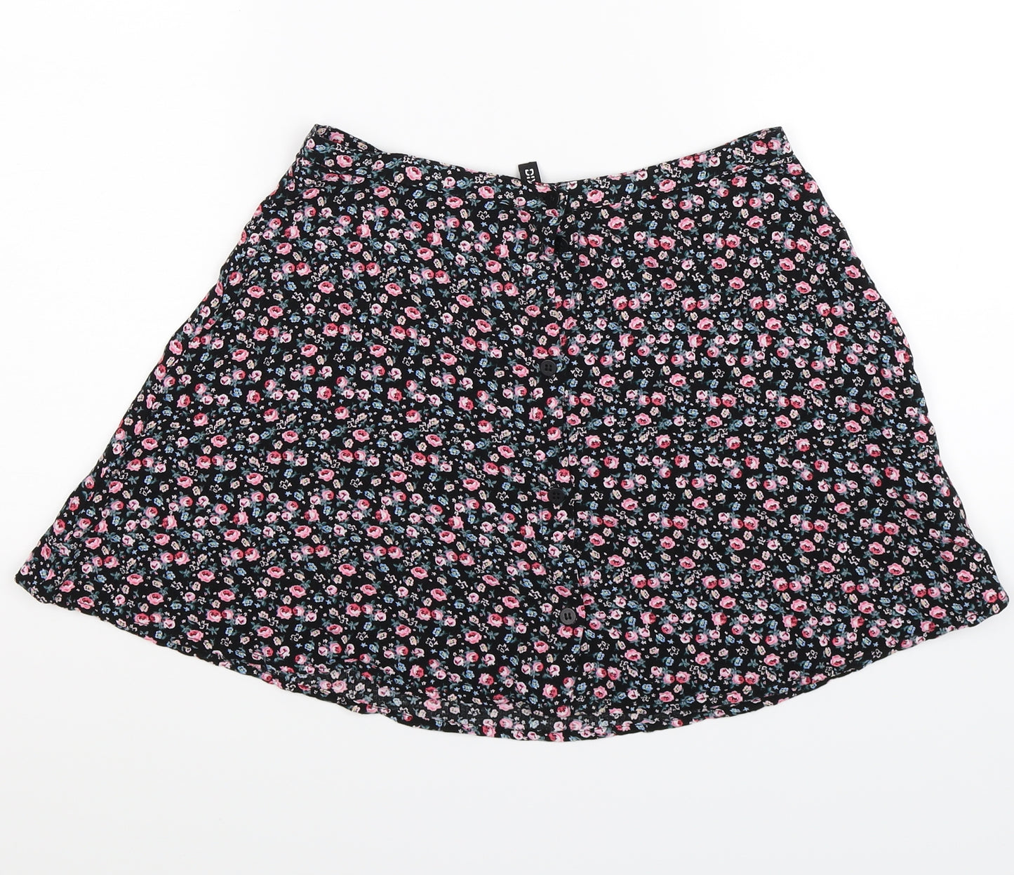 Divided Womens Black Floral  Flare Skirt Size 10