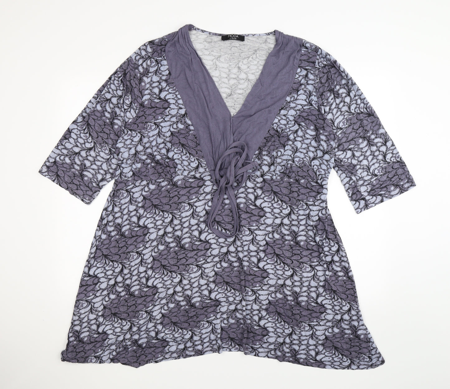 Moda Womens Blue Floral  Tunic T-Shirt Size 22