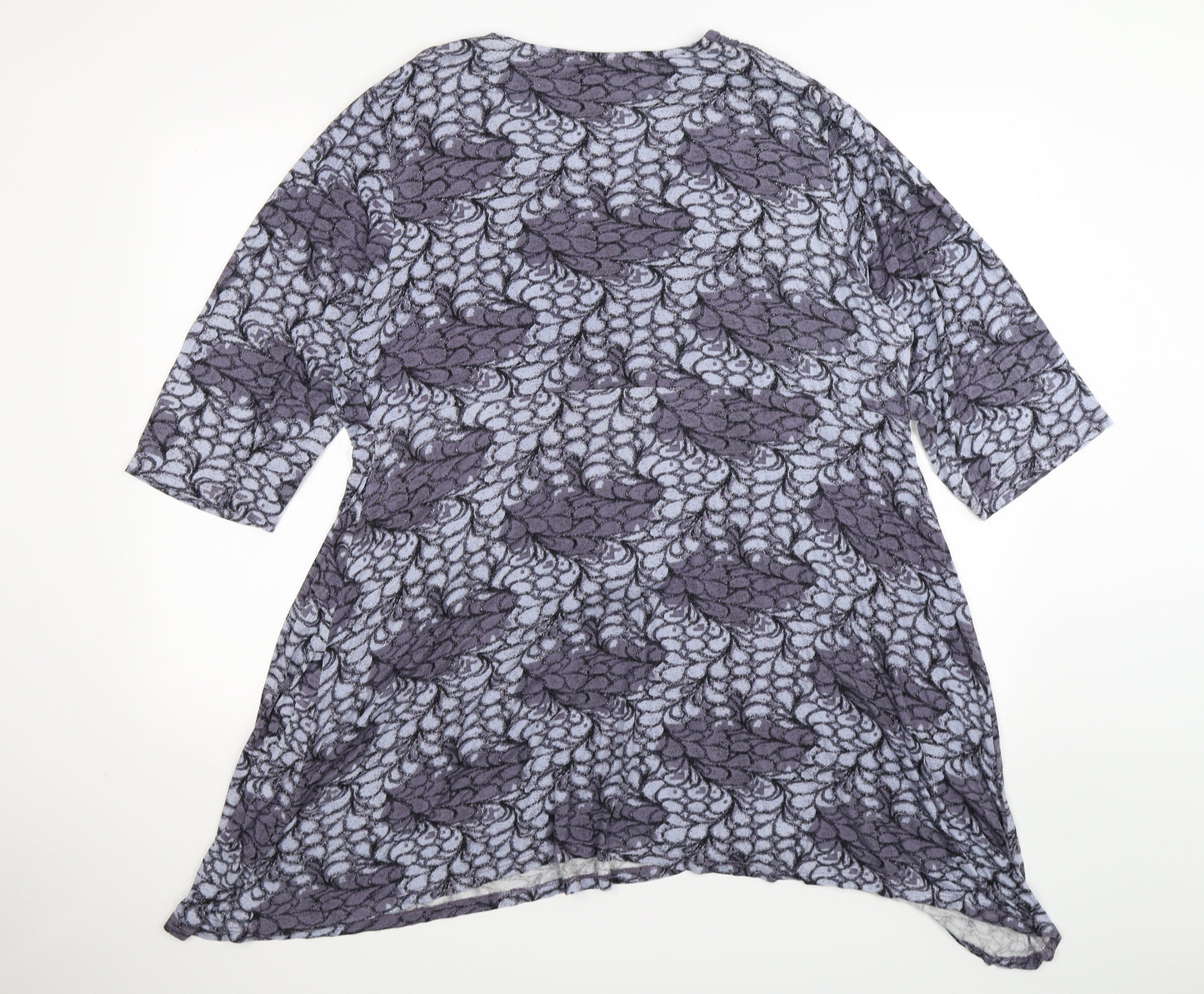 Moda Womens Blue Floral  Tunic T-Shirt Size 22